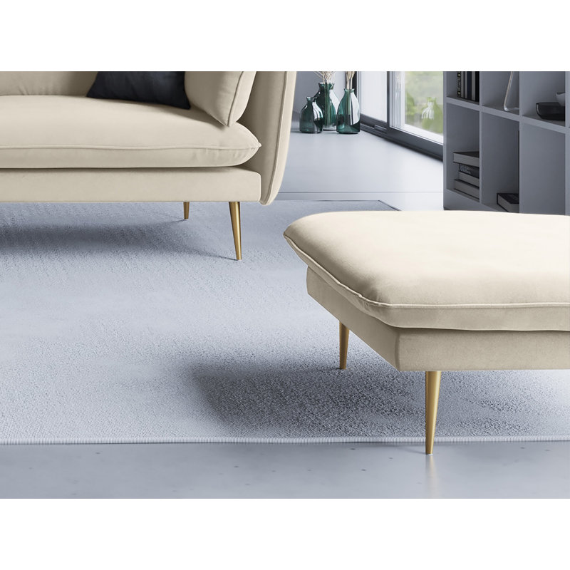 Adoraim 100 cm W Rectangle Footstool, Beige, Gold