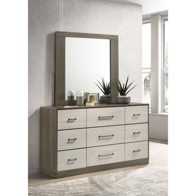 Contemporary Nine-Drawer Dresser with Mirror and Hidden Jewellery Storage