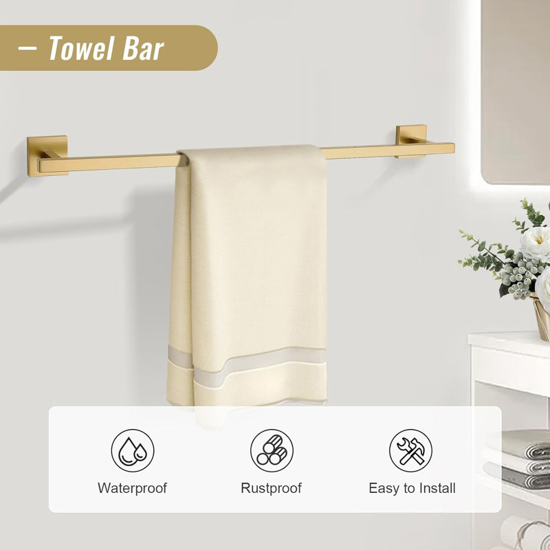 4 - Piece Bathroom Hardware Set, Brushed Gold
