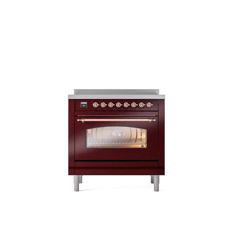 ILVE Nostalgie II 36 in Induction Range, Burgundy/Copper