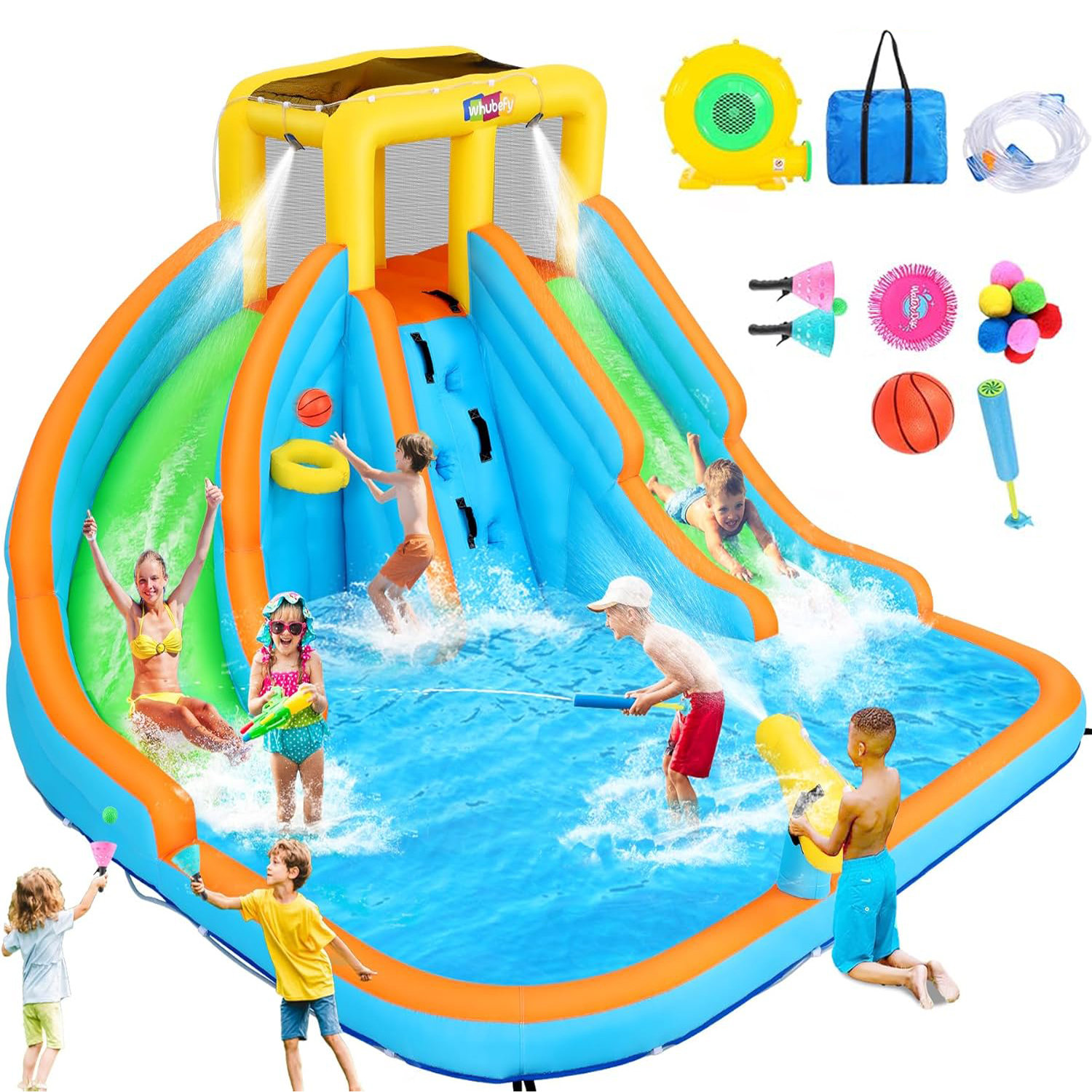Toboggans Aquatiques Double, Toboggan Eau Piscine Avec Jet D'eau