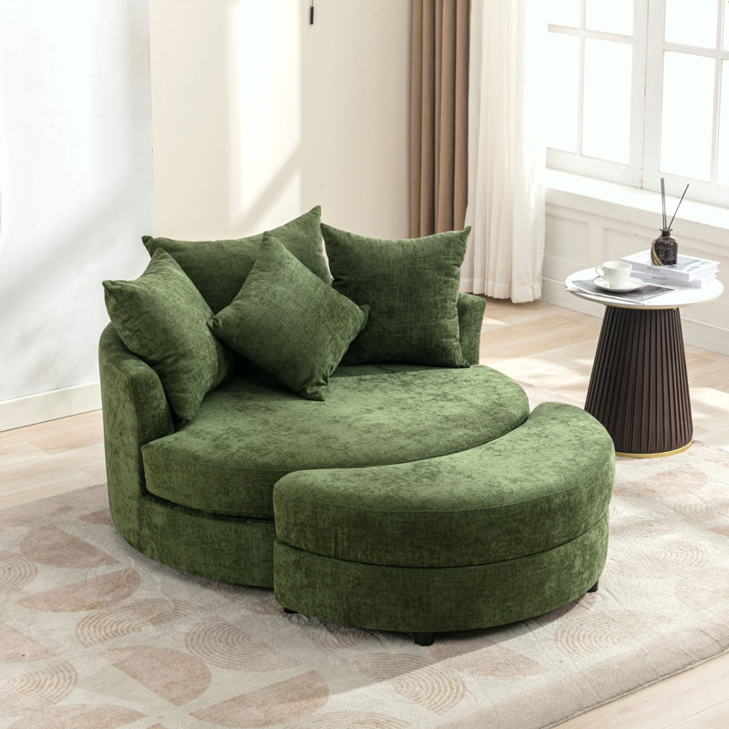 Fauteuil demi-tonneau pivotant à 360 ° Edene, Chenille verte