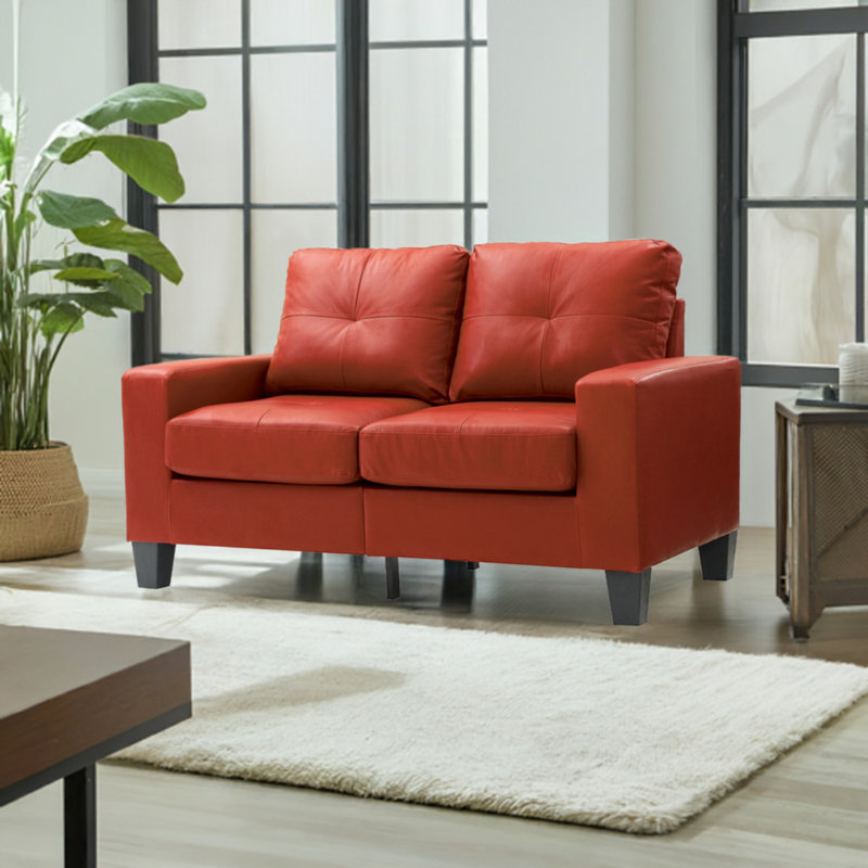 Causeuse modulaire Worthen en similicuir, Rouge