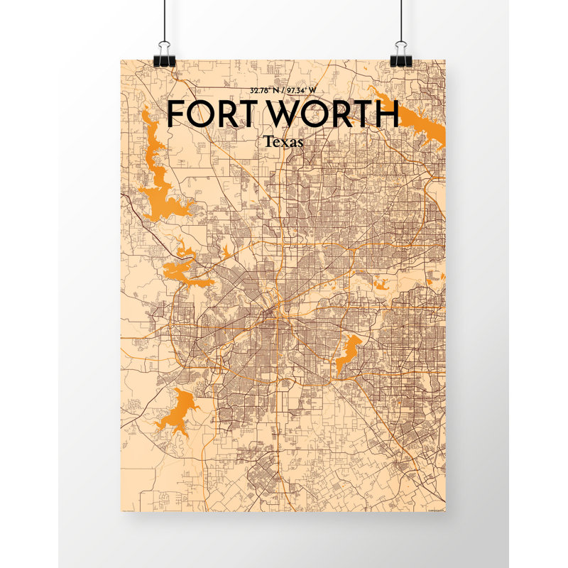 Fort Worth City Map - No Frame Print, 43.2cm H x 27.9cm W x 0.13cm D