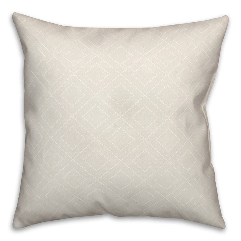 Housse de coussin carrée à motif de losanges d’extérieur, Blanc