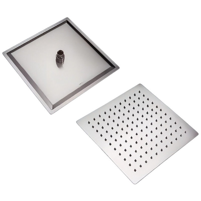 1 jet de 12 po Pomme de douche carrée simple à fixation murale et au plafond, Chrome poli