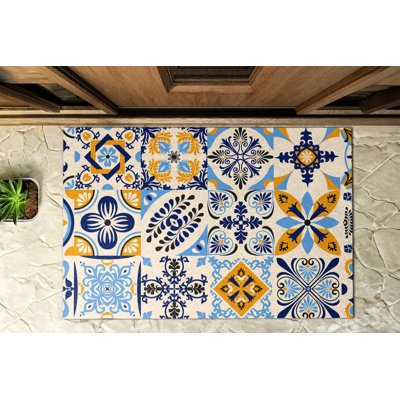 Non-Slip Floral Outdoor Doormat