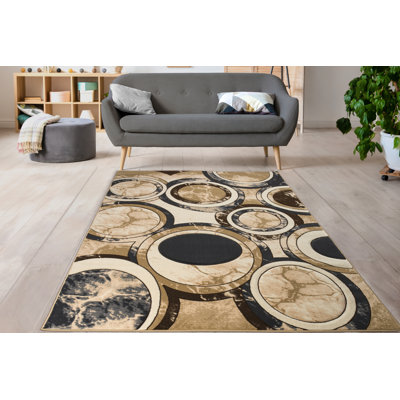 Tapis rond gris / beige Tyka
