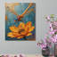 Libellule sur fleur, art mural encadré en bois, l 16 x L 20