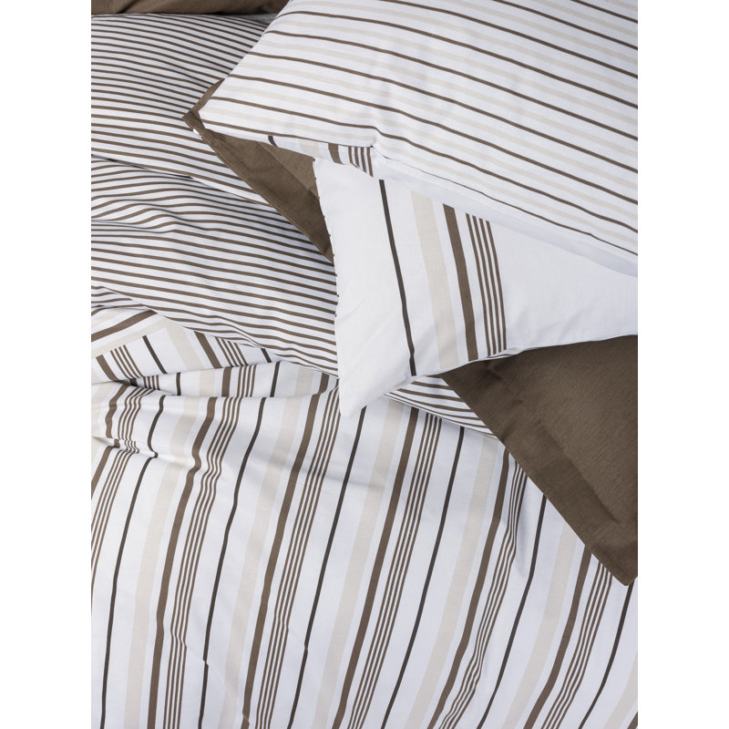 Luxury 100% Cotton Ranforce Super King Quilt Cover Set, Brown | Includes 102.4 x 86.6 inches Duvet Cover & 19.7 x 31.5 inches Pillowcases (2 Pieces) | Reactive Printing, Machine Washable, Button Closure for Elegant Style