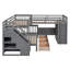 Lit superposé en L avec 3 tiroirs, bureau portable et garde-robe-897664389