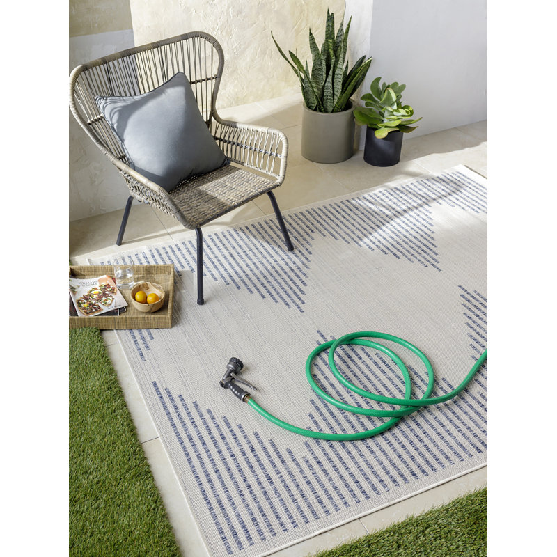 Masmoudi Indoor & Outdoor Boho Rug Blue/Ivory, Rectangle 120 x 170cm