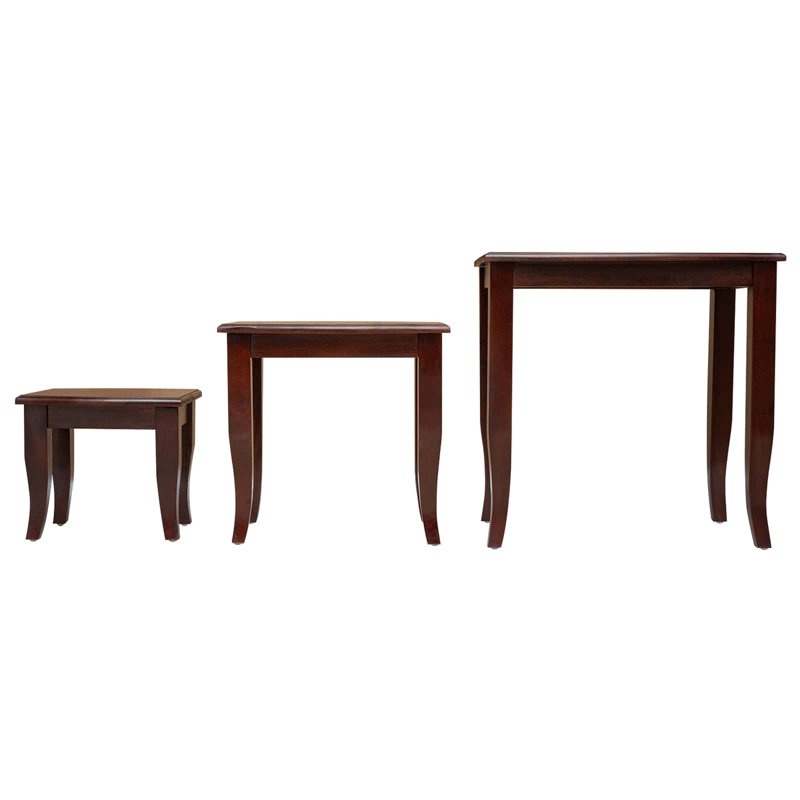  Nesting Side Tables 3 Pcs Brown Solid Mahogany Wood, Brown