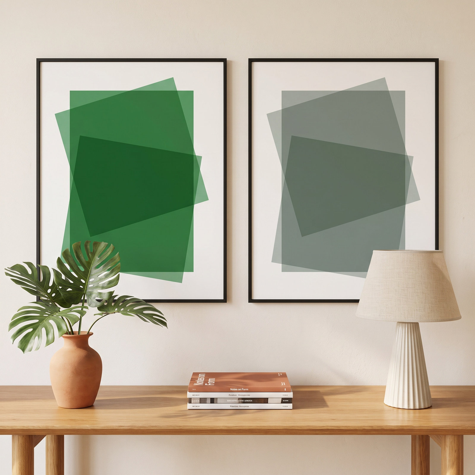 Green & Sage Kaml by Jacques Pilon, Black Framed Canvas, 30" H x 24" W