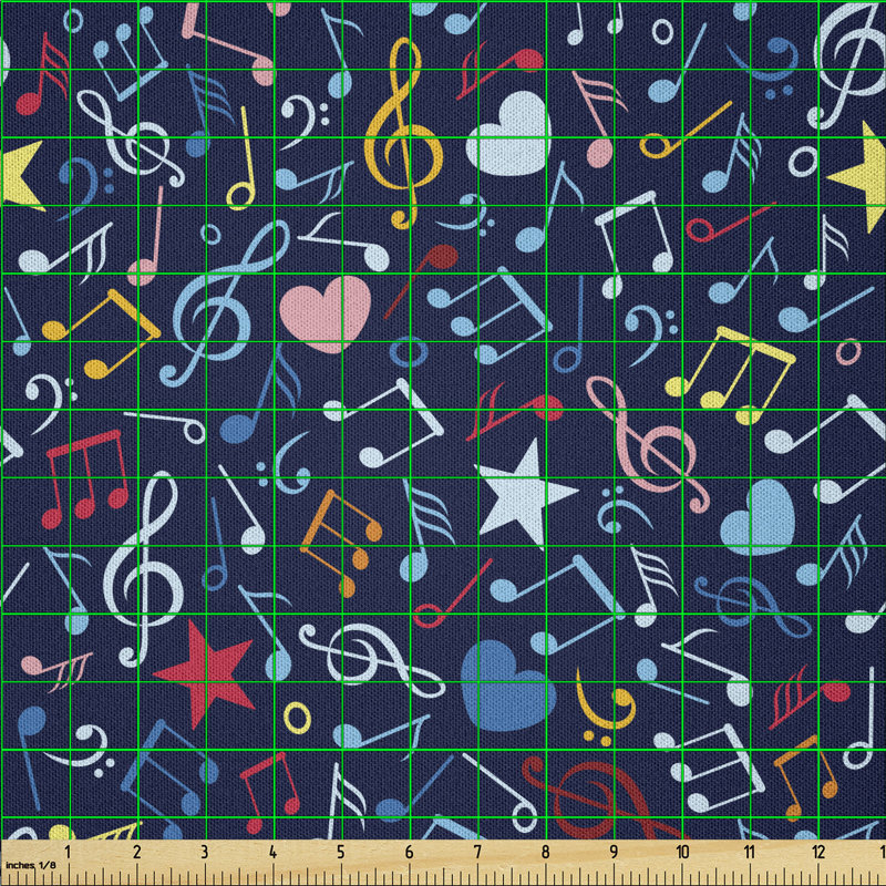 Darneil Hearts Notes Stars Melodic Multi-purpose Fabric