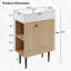 Meuble-lavabo en bois 21,6 po, armoire combinée, meuble de rangement pour salle de bain, lavabo simple en céramique, rangement à gauche