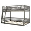 Lit double superposé au-dessus d'un grand lit double gris - Supporte les matelas sans glissières avec barrières de sécurité pour éviter les accidents pendant le sommeil