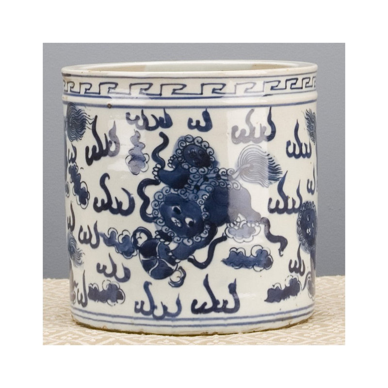 Pot de fleurs Classic en porcelaine - blanc / bleu Kirin