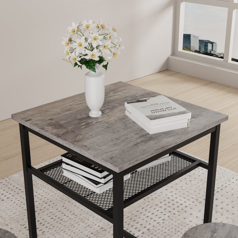 Table de bar, équipée de 2 tabourets de bar, avec dossier et cloison