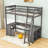 Karthika Wood Loft Bed With U-Shaped Desk, Drawers,Ladder And Storage Shelves-48948151-57975003