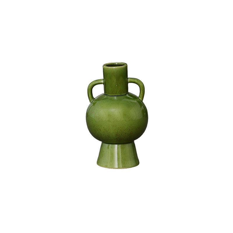 Vase en céramique au fini lustré vert