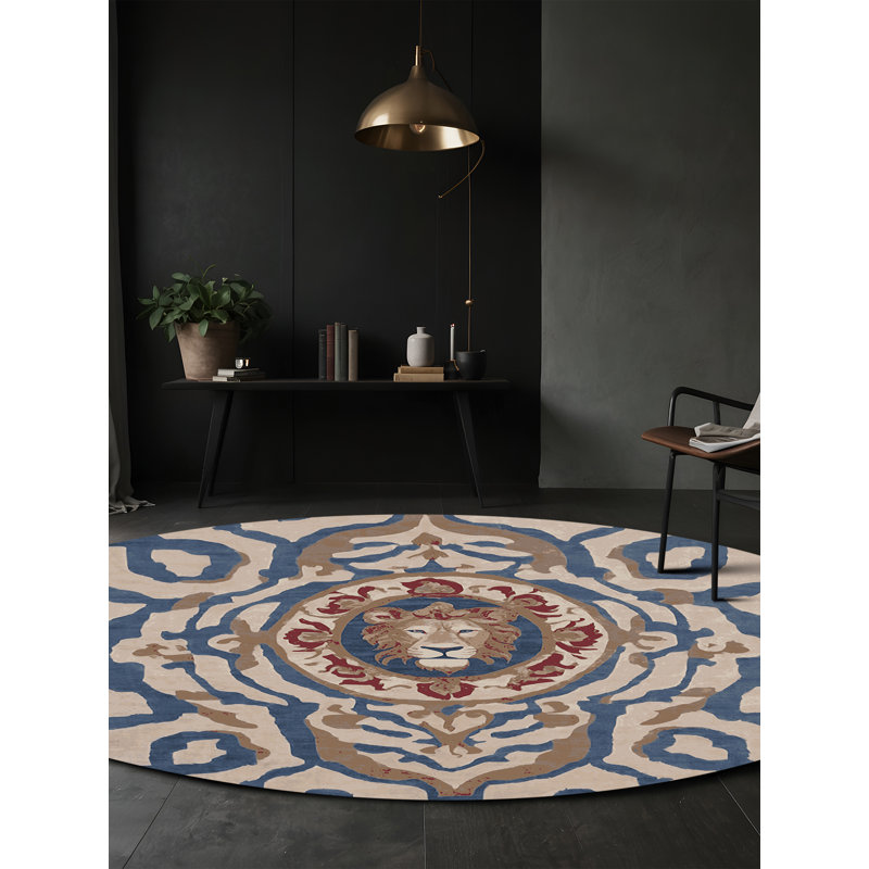 Machine Washable Gray Area Rug, Round 8'