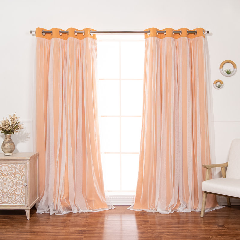 Rideau occultant en polyester Croyden, Orange