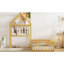 Lit de plancher en bois avec rampes de clôture et tête de lit amovible en forme de maison, lit simple avec support pour enfants, structure de maison de jeu de style Montessori pour enfants pour filles, naturel-29099152-29099153