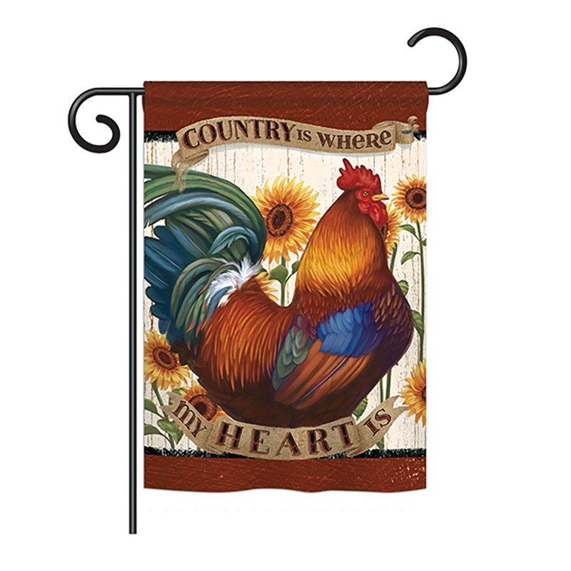 Country My Heart Patriotic Farm Animals Polyester Garden Flag