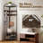 Corner Hall Tree, Industrial 4-Tier Coat Rack With Shoe Storage, 8 Movable Hooks And 2 Shelves For Hallway, Rustic Brown-458697069