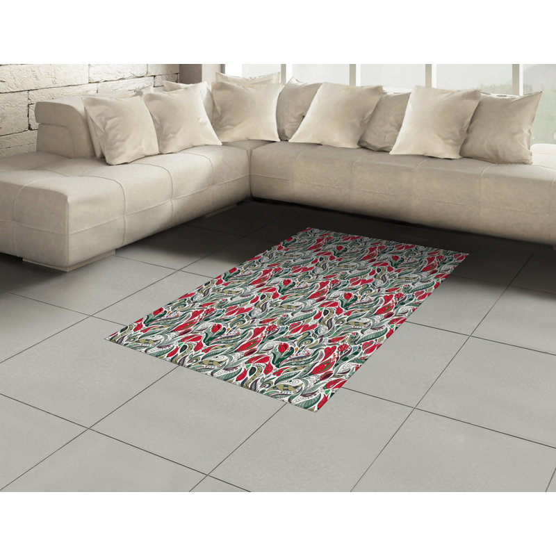 Retro High Density Long Fiber Poly Threads Decorative Area Rug Carpet, Rectangle 4' x 5'8"