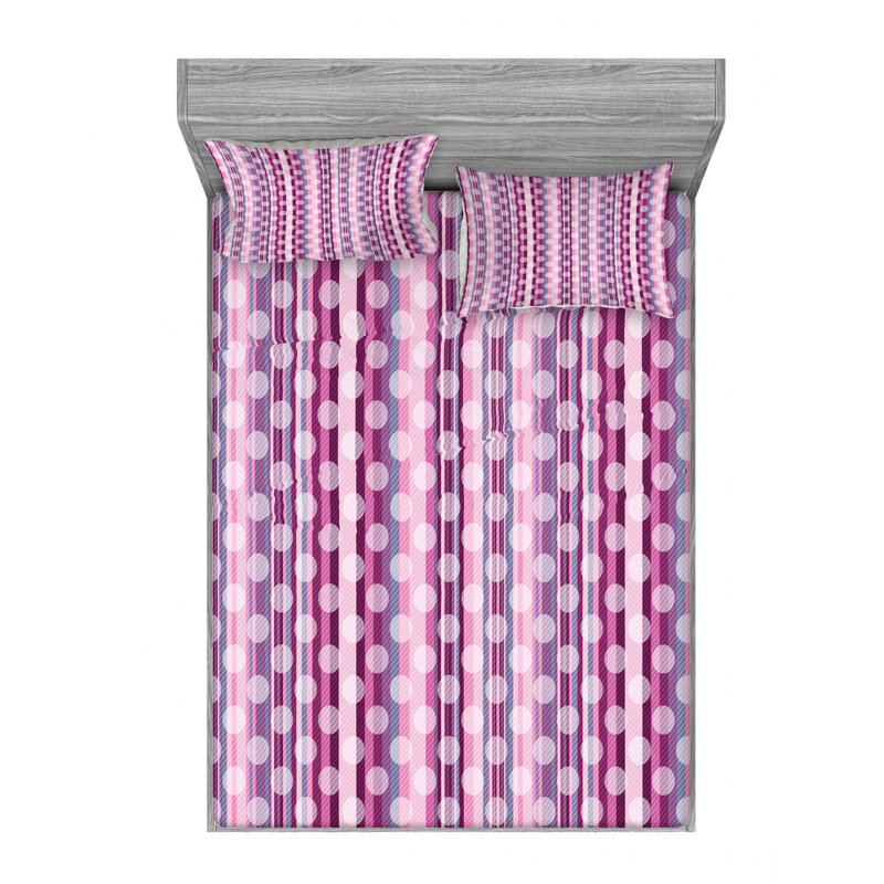 Microfiber Striped Sheet Set, Queen Sheet Set with Fitted Sheet