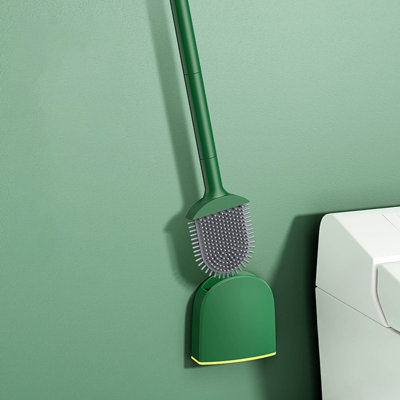 Punch Free Wall Mounted Long Handle Toilet Brush, Cleaning Supplies Household Set, Green