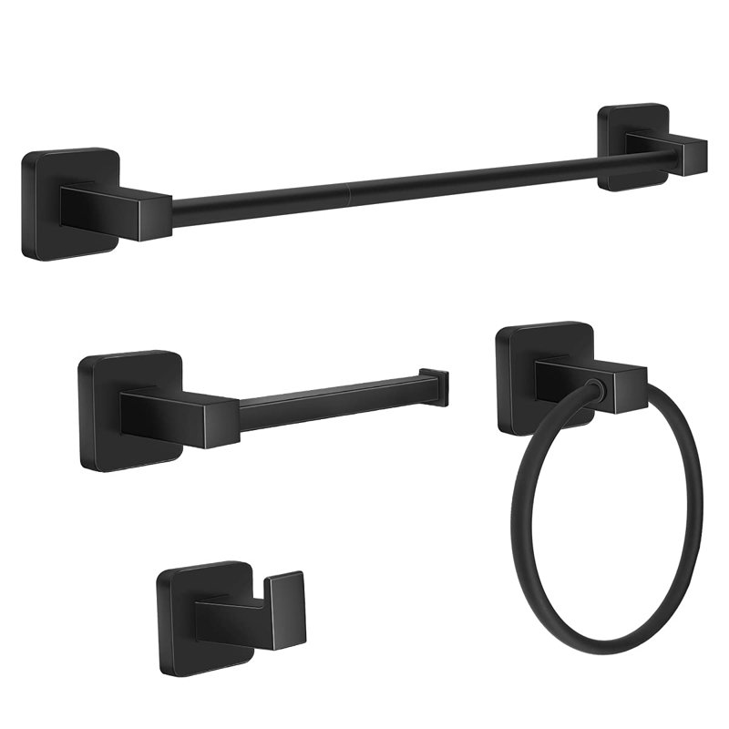 4 - Piece Bathroom Hardware Set, Black