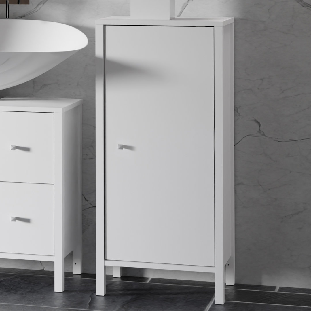 Ipsarion Under Sink Bathroom Storage Unit with 1 Door & Silver Handle in White