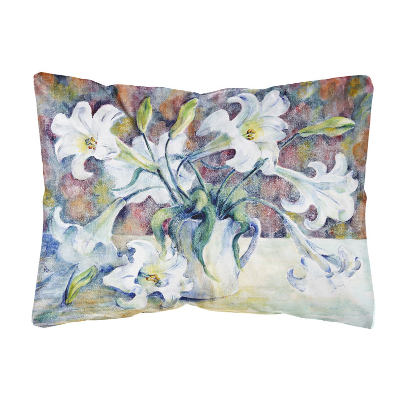  Coussin décoratif intérieur / extérieur en tissu Pâques Lillies