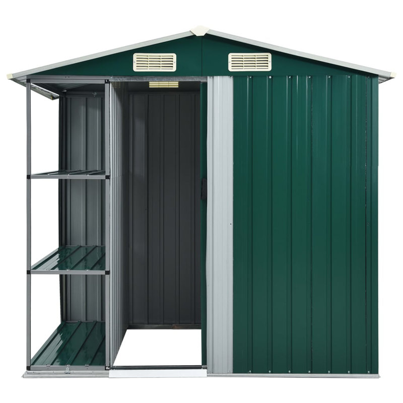 Garden Shed with Rack 205x130x183 cm Iron, Green