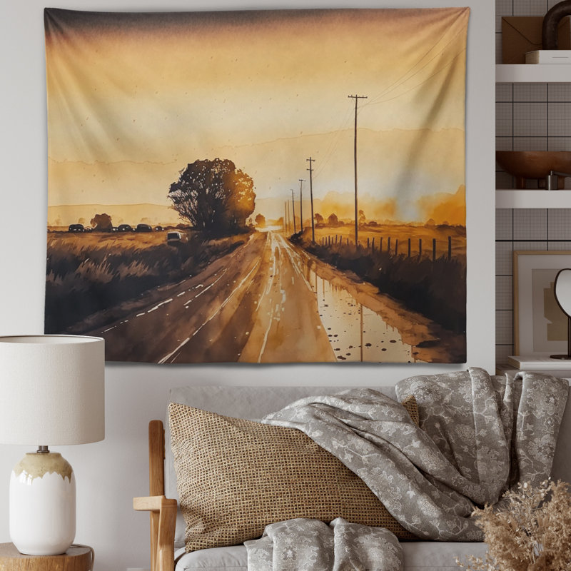 Tapisserie polyester polyester pendant l'heure dorée VI, H 32 po x l 39 po