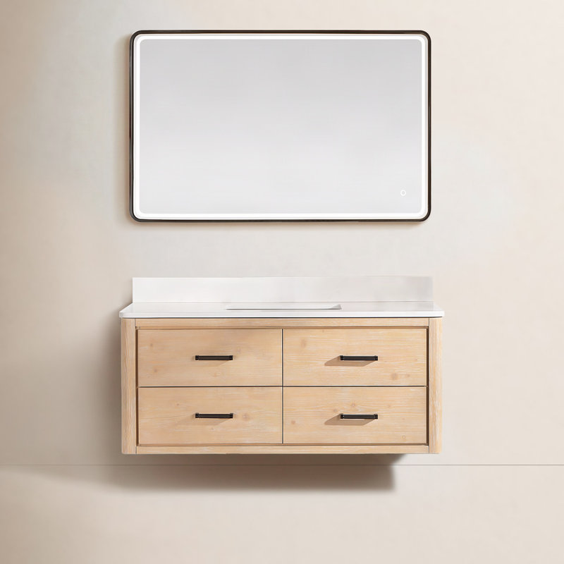 Cristo 48'' Single Bathroom Vanity with Top, Fir Wood Brown, 48"