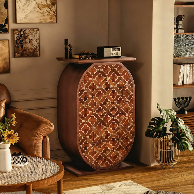 Modern Solid Wood Accent Cabinet, Walnut