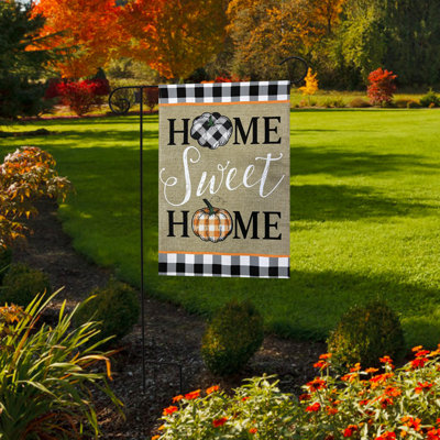 Drapeau de jardin en toile de jute Home Sweet Home Pumpkins