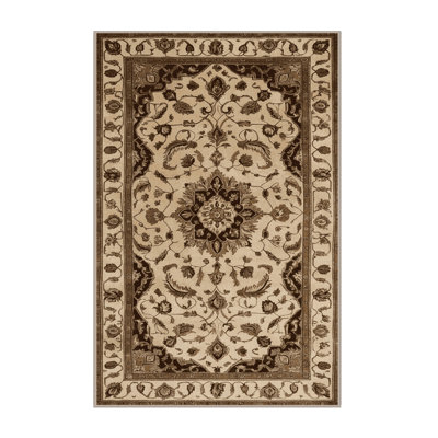Tapis brun Tabriz lavable à la machine