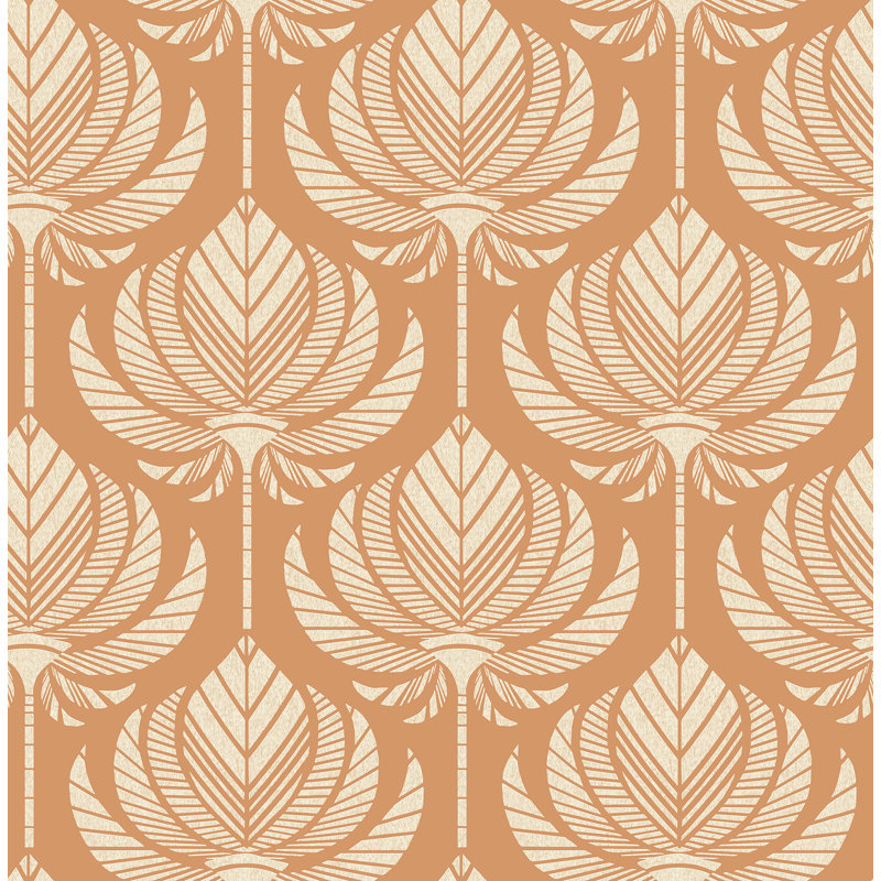 Rouleau de papier peint L 33 pi x l 20,5 po Lotus Fan, Orange