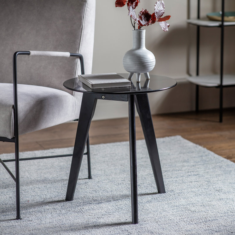 Chmura Glass Top End Table, Black
