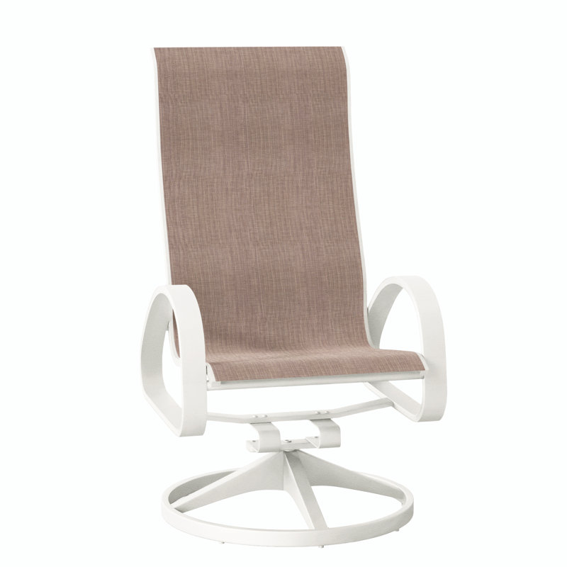 Fauteuil de patio pivotant Hiraku, Neige texturée, Fenouil Augustine Sunbrella®