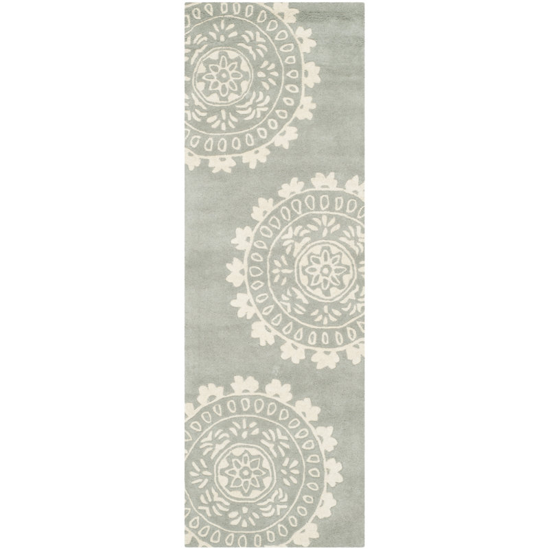 Tapis oriental en laine touffeté à la main Rudra, Tapis de couloir 2 pi 3 po x 7 pi
