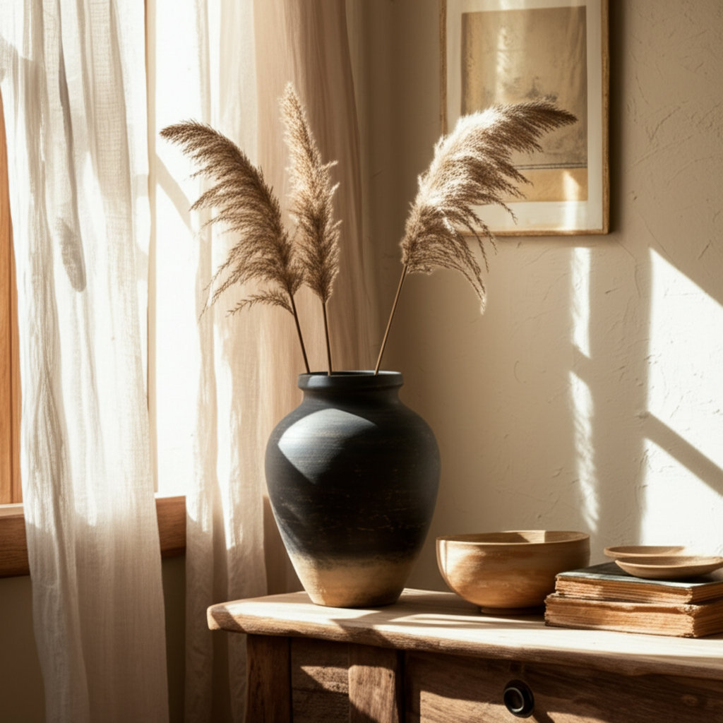 Andrelisa Ceramic Table Vase, Black/Brown