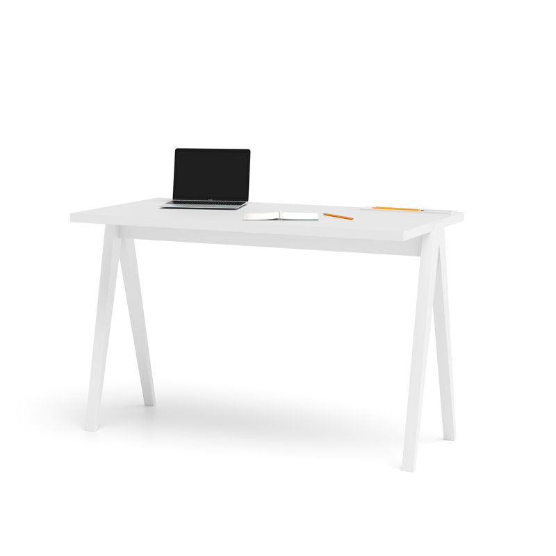 Dikili Solid Wood Base Writing Desk, White