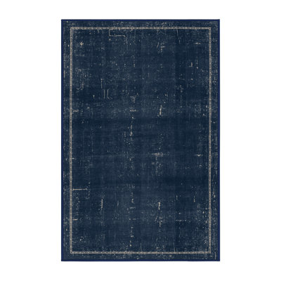 Soft Plush Fannin July 4Th Modern & Contemporary Abstract Area Rug in Gray – Navy Binding