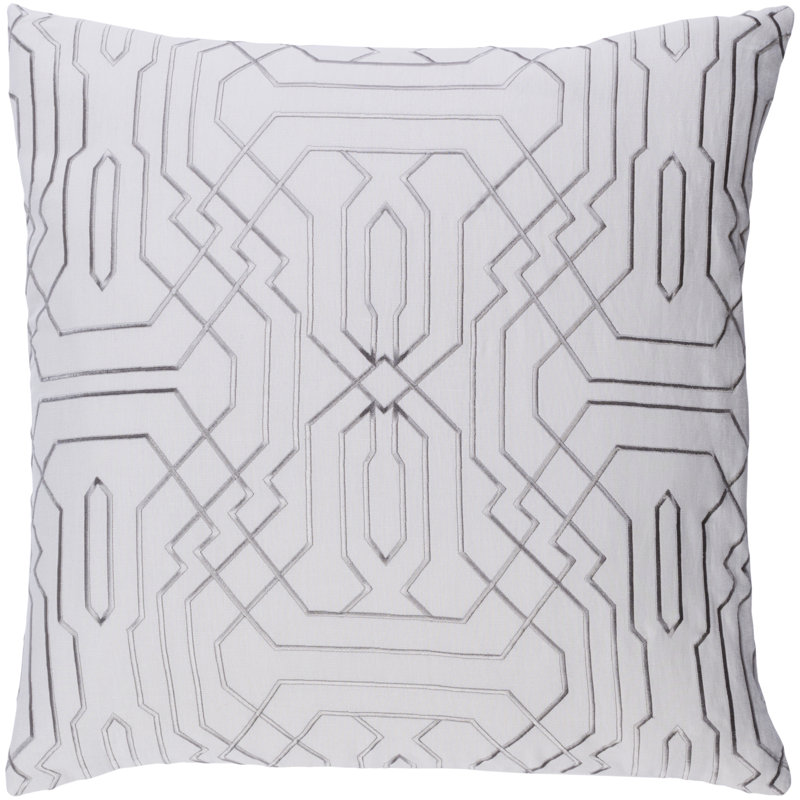 Ridgewood Geometric Throw Pillow, 20" H x 20" W x 4" D, Medium Gray/Ivory, Down